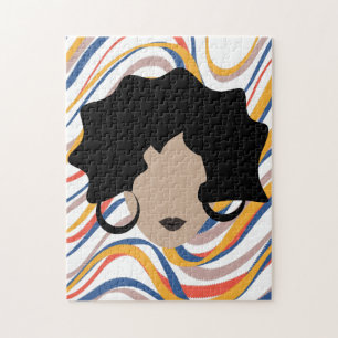 Woman Wavy Black Hair Stylist Beauty Face Jigsaw Puzzle