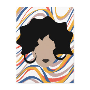 Woman Wavy Black History Stylist Beauty Face Postcard