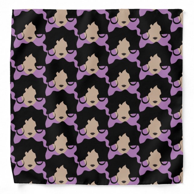 Woman Wavy Hair Stylist Beauty Salon Bandana (Front)