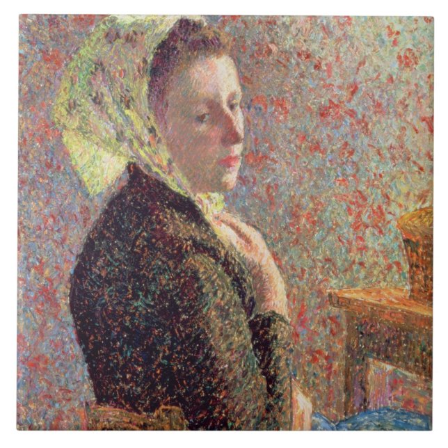 Woman wearing a green headscarf, 1893 tile (Front)