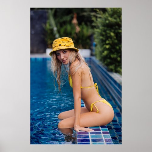 Woman Wearing A Yellow Bikini 32x48 Poster