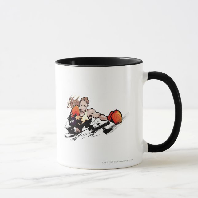 Woman wearing boxing glove mug (Right)