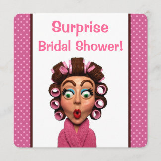 Woman Wearing Curlers Invitation