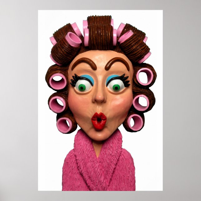 Woman Wearing Curlers Poster (Front)