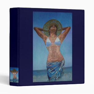Woman Wearing Hat And Sarong Enjoying Summer 3 Ring Binder
