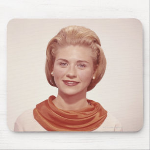 Woman Wearing Scarf Mouse Pad