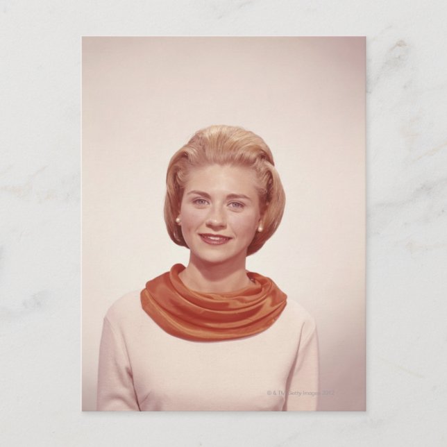 Woman Wearing Scarf Postcard (Front)