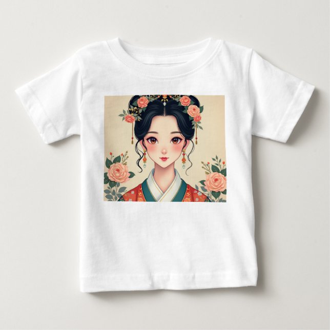 Woman wearing traditional Korean clothes Baby T-Shirt (Front)