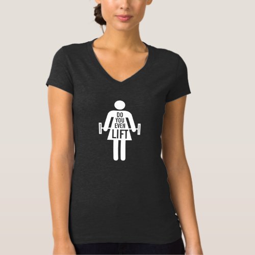 Woman Weight Lifting Barbell T_Shirt