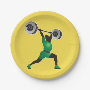 Woman Weightlifting Paper Plates