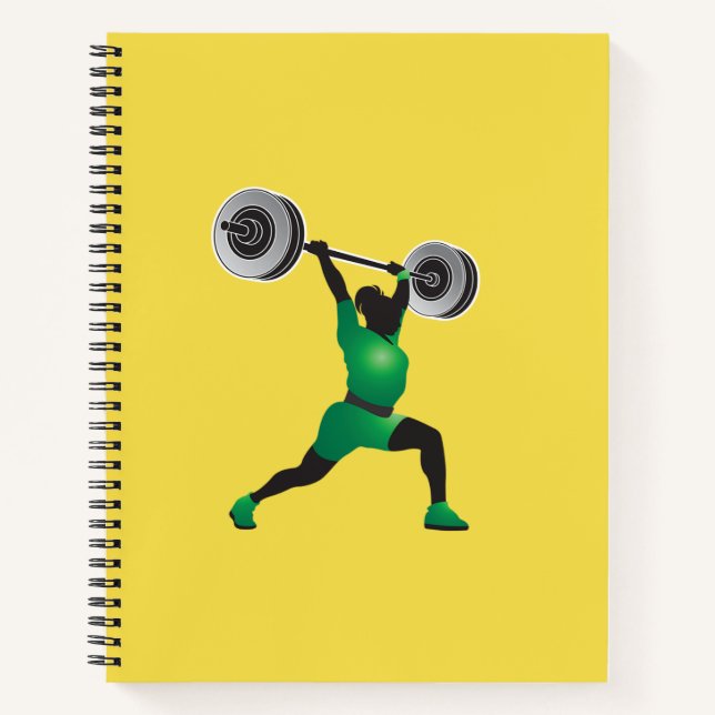 Woman Weightlifting Spiral Notebook (Front)