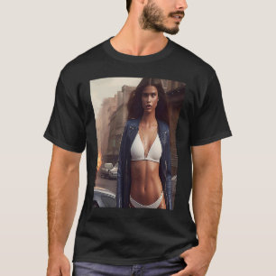 Woman White Bikini Look Glam Outfit Inspo City Sof T-Shirt