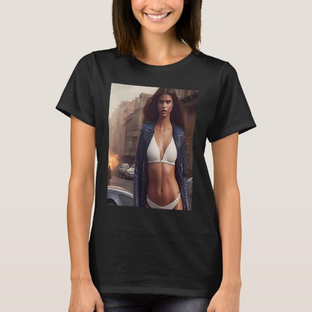 Woman White Bikini Look Glam Outfit Inspo City Sof T-Shirt (Front)