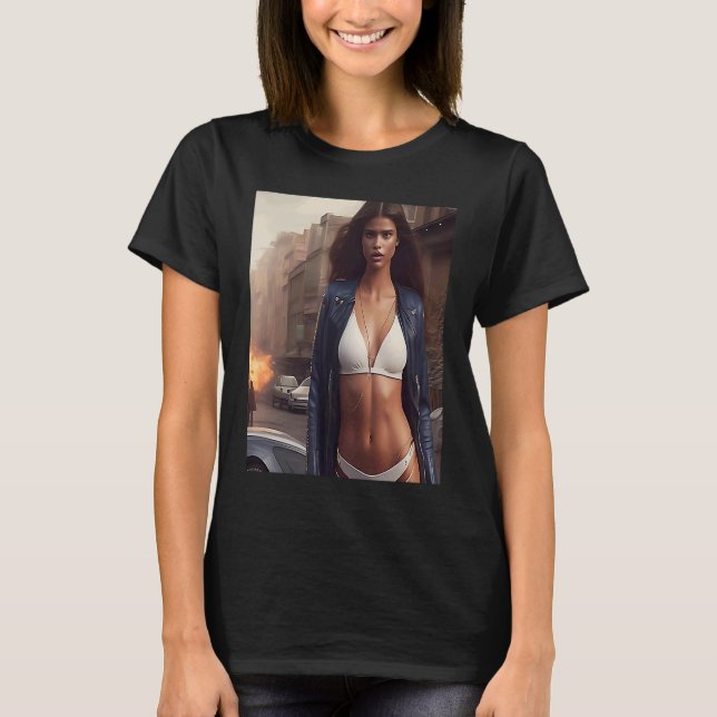 Woman White Bikini Look Glam Outfit Inspo City Sof T-Shirt (Front)