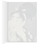 Woman wiping sweat by Kitagawa, Utamaro Ukiyoe (Inside (Right))