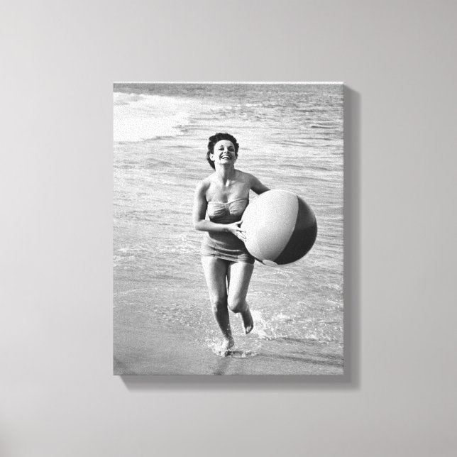 Woman with a Beach Ball Canvas Print (Front)