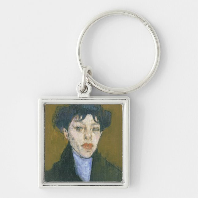 Woman with a Blue Scarf, c.1912 (oil on canvas) Keychain (Front)