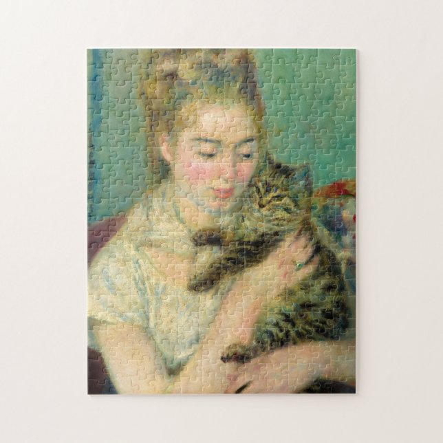 Woman with a Cat, 1875 by Pierre-Auguste Renoir Jigsaw Puzzle (Vertical)