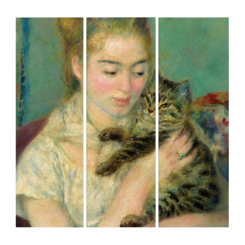 Woman with a Cat 1875 by Pierre_Auguste Renoir Triptych