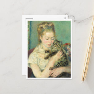 Woman with a Cat by Auguste Renoir Postcard