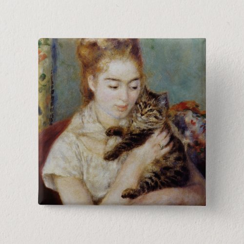 Woman with a Cat by Pierre_Auguste Renoir Button