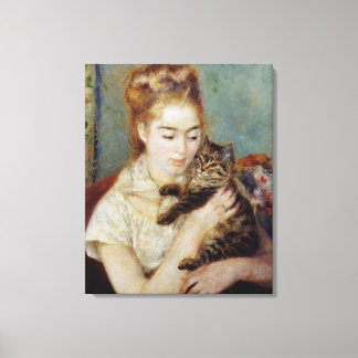 <Woman with a Cat> by Pierre-Auguste Renoir Canvas Print
