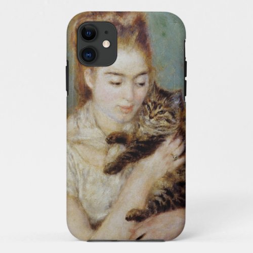 Woman with a Cat by Pierre_Auguste Renoir iPhone 11 Case