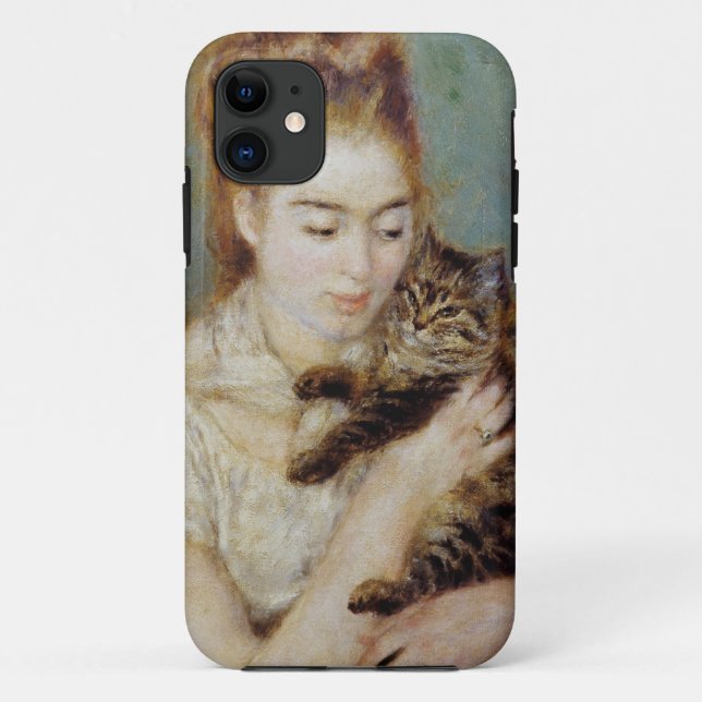 <Woman with a Cat> by Pierre-Auguste Renoir Case-Mate iPhone Case (Back)