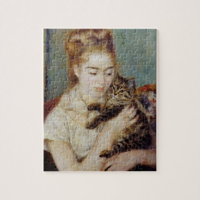 Woman with a Cat by Pierre-Auguste Renoir Jigsaw Puzzle (Vertical)