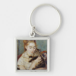 Woman with a Cat by Pierre-Auguste Renoir Keychain