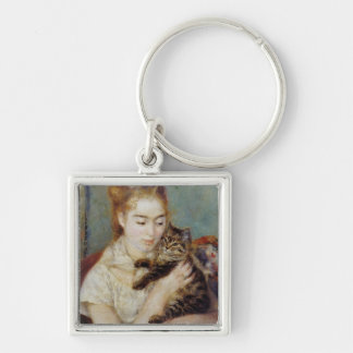 Woman with a Cat by Pierre-Auguste Renoir Keychain