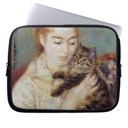 Woman with a Cat by Pierre_Auguste Renoir Laptop Sleeve