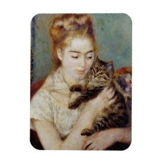 Woman with a Cat by Pierre-Auguste Renoir Magnet