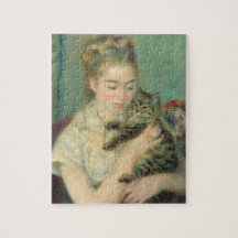 Woman with a Cat by Renoir Art