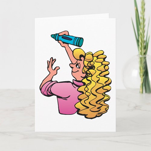 Woman With A Crayon Greeting Cards