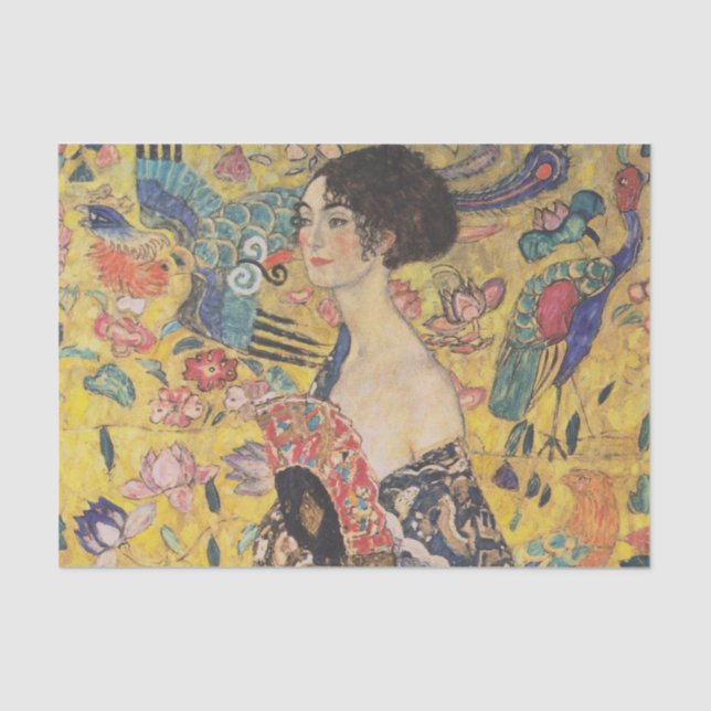 Woman with a Fan by Gustav Klimt Tissue Paper (Front)