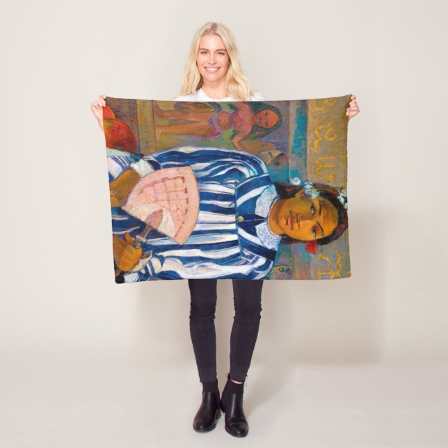 Woman with A Fan, Gauguin Fleece Blanket (In Situ)
