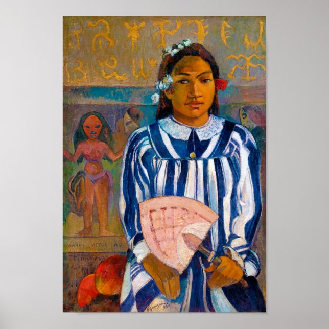 Woman with A Fan, Gauguin Poster (Front)