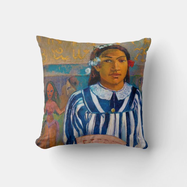 Woman with A Fan, Gauguin Throw Pillow (Front)