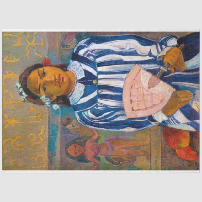 Woman with A Fan, Gauguin Tissue Paper (Front)