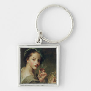 Woman with a Glass of Wine Keychain