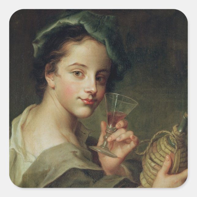Woman with a Glass of Wine Square Sticker (Front)