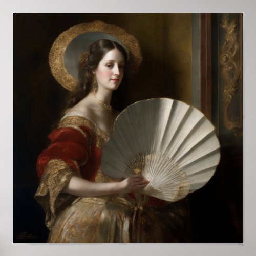 Woman with a hand fan 16th century poster