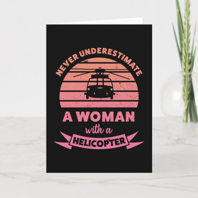 Woman with a Helicopter Funny Gifts Mom Card (Front)
