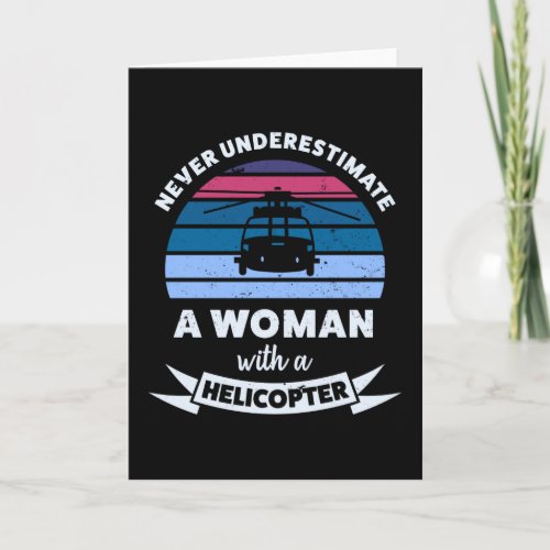 Woman with a Helicopter Funny Mom Gift Card