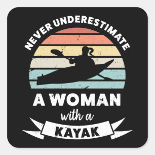 Woman with a Kayak Funny Gift Wife Mom Square Sticker