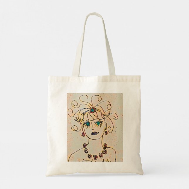 Woman with a necklace tote bag (Back)