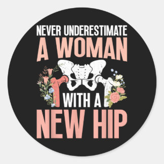 Woman With A New Hip Surgery Survivor Hip Surgery Classic Round Sticker