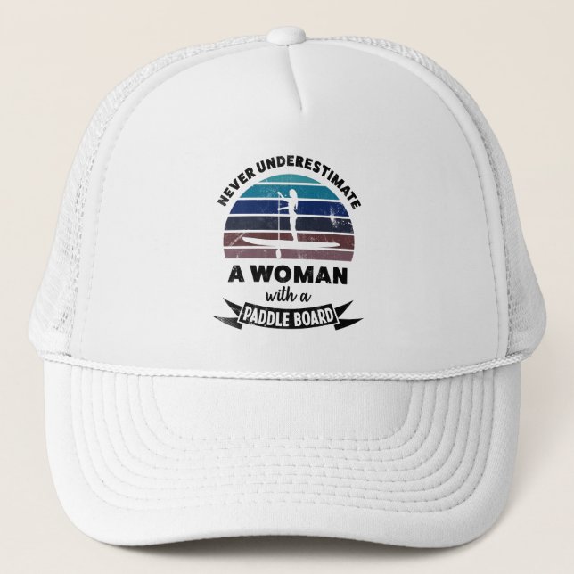 Woman with a Paddle Board Funny Gift Mom Trucker Hat (Front)