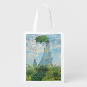Woman with a Parasol  Claude Monet   Grocery Bag